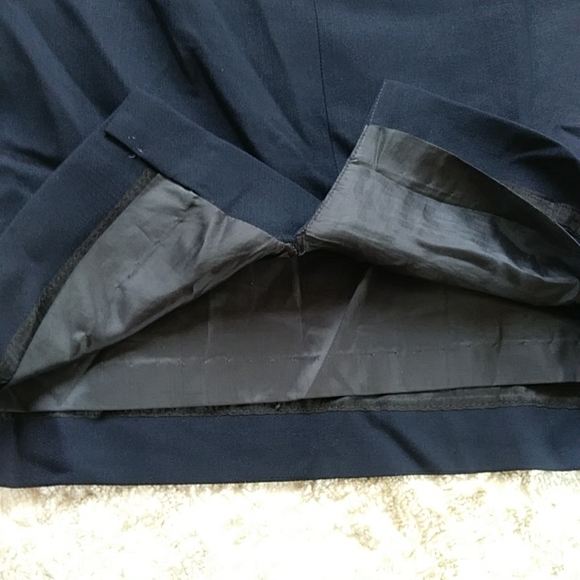 Lauren Ralph Lauren 100% Worsted Wool Lined Skirt Navy Blue Size 2 Petite - Picture 6 of 9